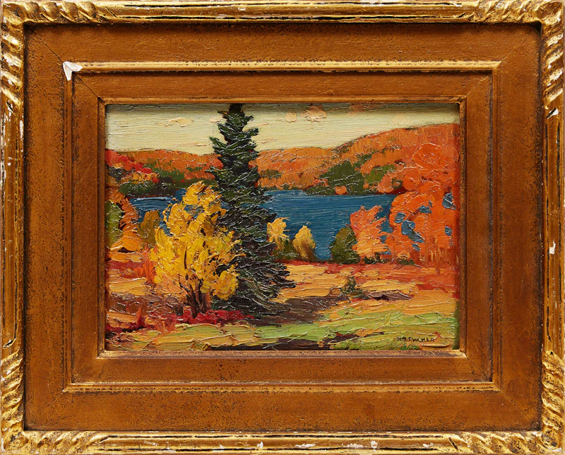 Herbert Sidney Palmer, Autumn Glow, Mountain Lake, Haliburton , oil on board - view 2