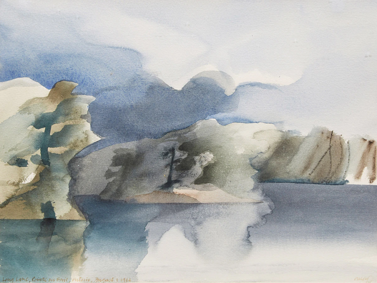 Toni Onley, Long Lake, Pointe au Baril, Ontario, watercolour, 1984