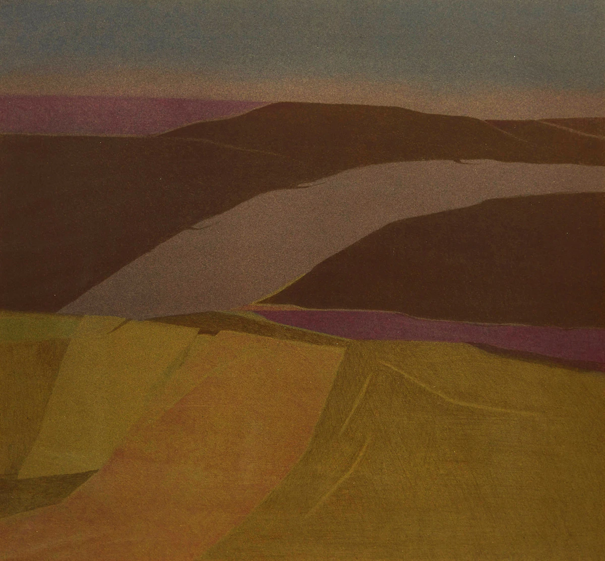 Takao Tanabe, The Land Interiors, colour lithograph, 1973