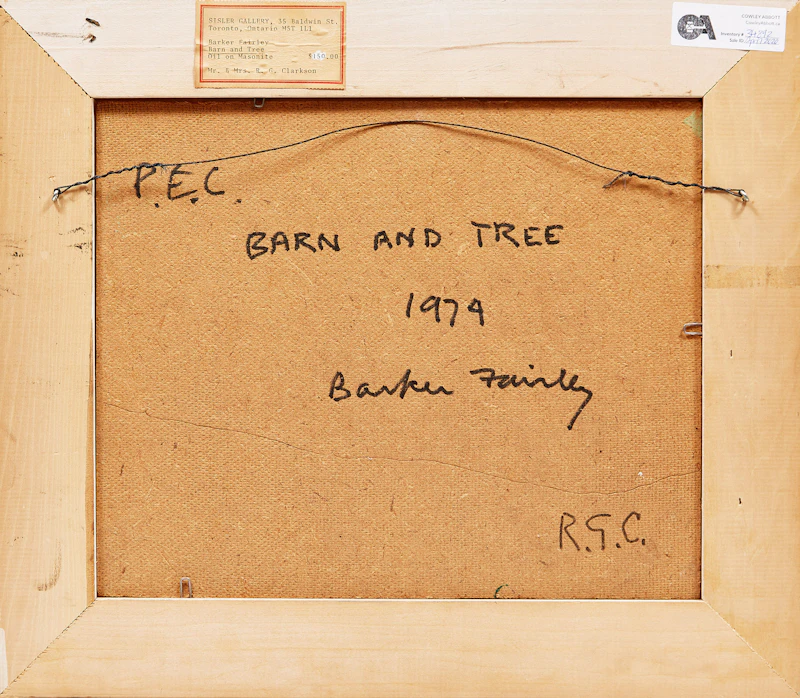 Barker Fairley, Barn and Tree, P.E.C., oil on board, 1974 - view 3