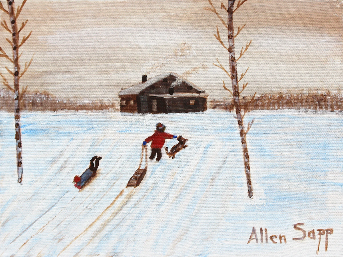 Allen Sapp, Winter Games , oil on canvas