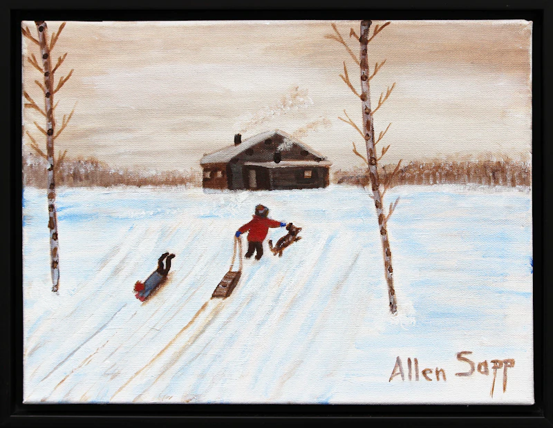 Allen Sapp, Winter Games , oil on canvas - view 2