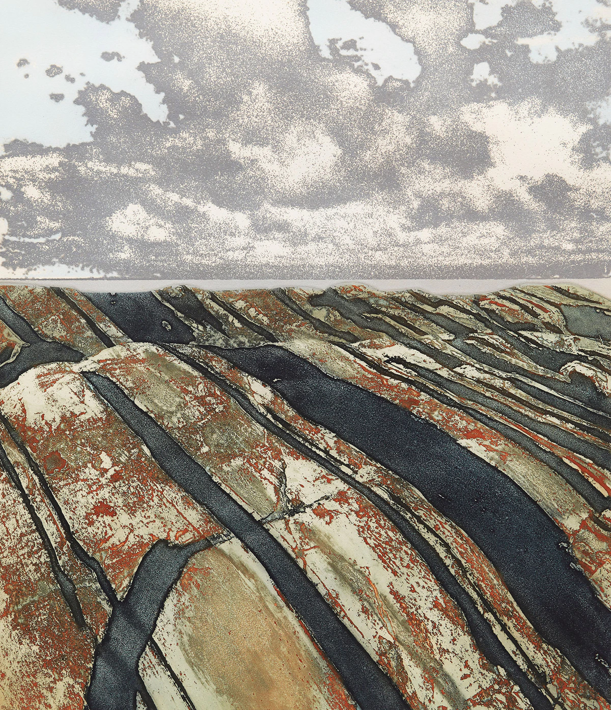 Edward John Bartram, Rockscape #2, Precambrian Shield Series, colour etching, 1979