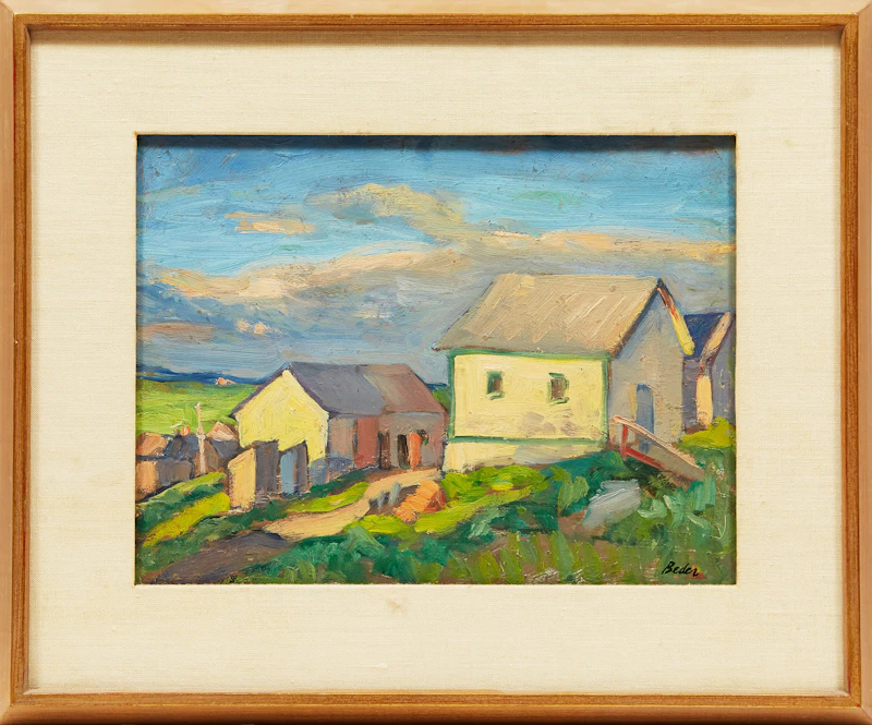 Jack Beder, Farm Buildings, Lac St. Jean area, oil on board, 1933 - view 2