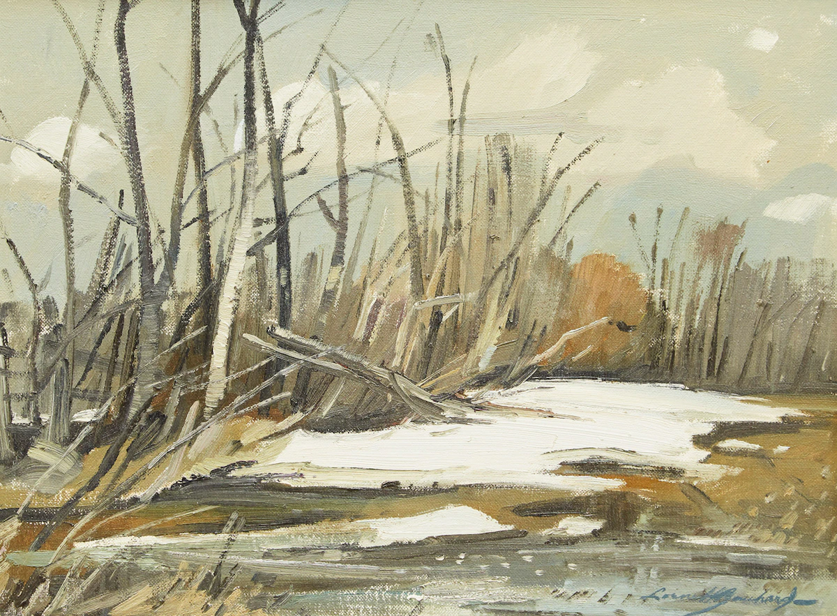 George Lorne Holland Bouchard, Edge of a Field in Spring, oil on board, 1971