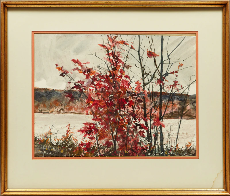 Thomas de Vany Forrestall, Bright Red, Red Maple on the St. John River, watercolour, 1972 - view 2