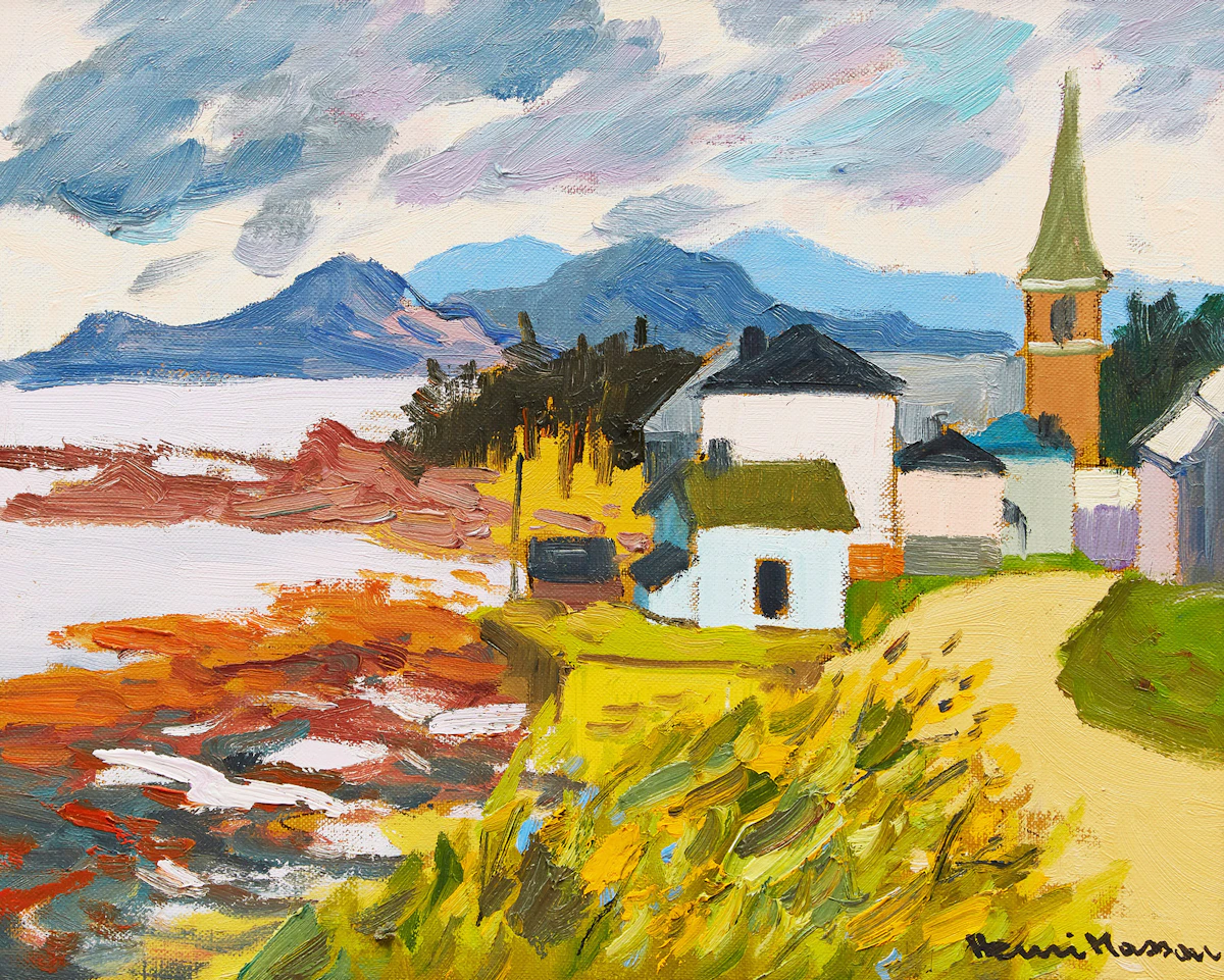 Henri Leopold Masson, St-Felicité, Gaspésie, oil on canvas, 1978