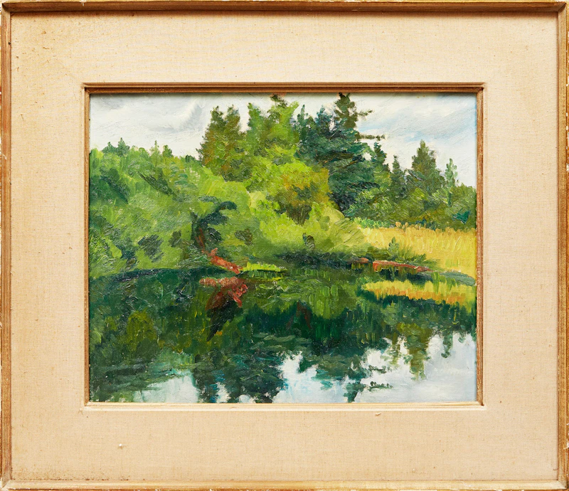 Louis Muhlstock, Reflections in a Lake, oil on canvas board, 1969 - view 2