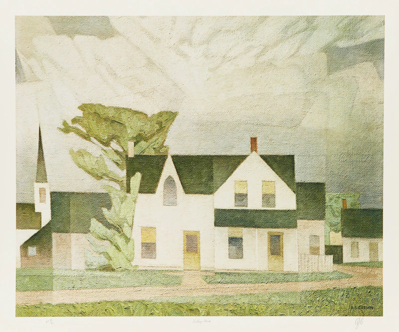 Alfred Joseph Casson, March Day; Village House; Summer Storm; Village In Winter, four colour serigraphs - view 4