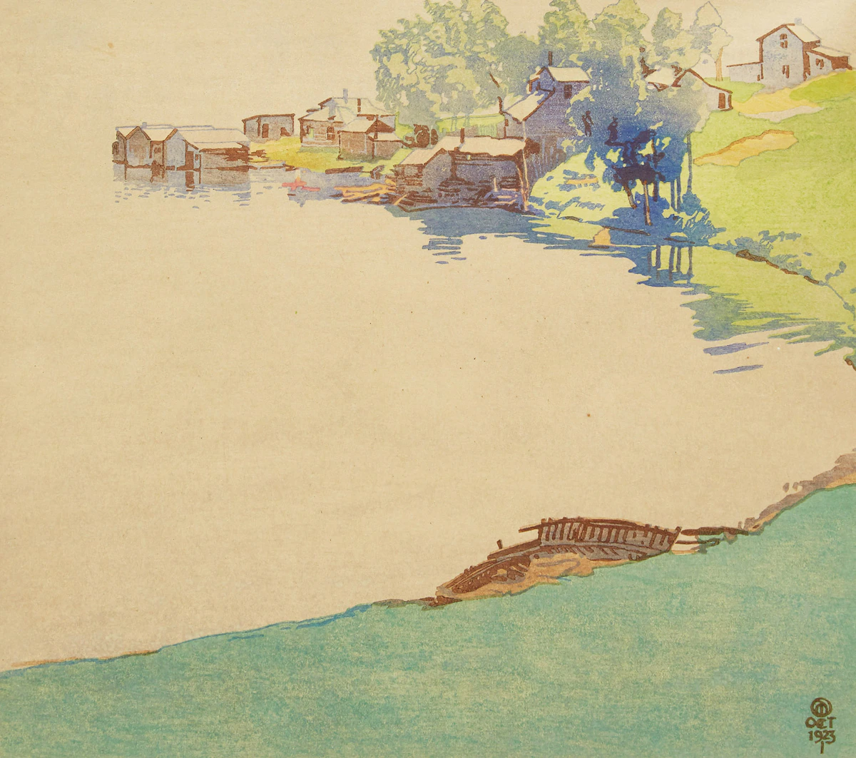 Walter Joseph Phillips, Norman Bay (No. 2), colour woodcut
