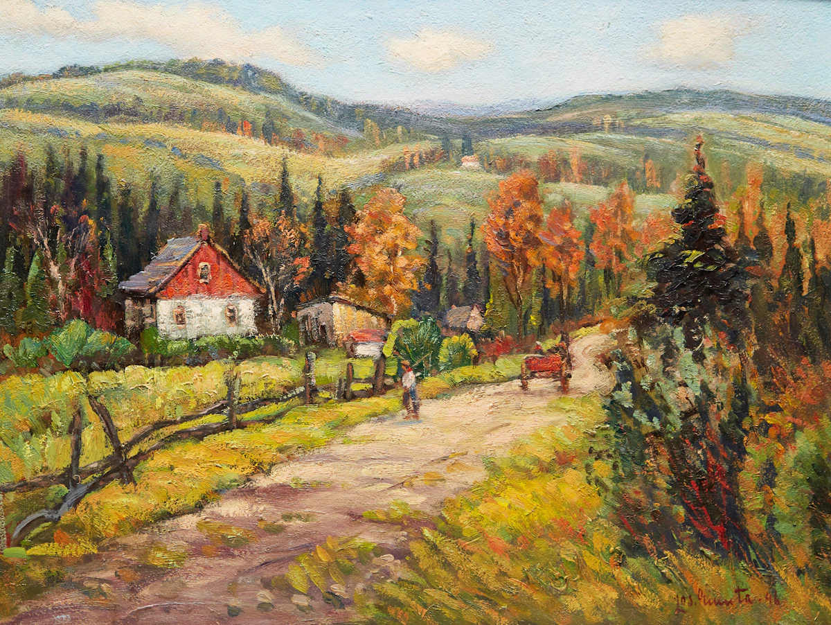 Joseph Giunta, Autumn, Ste. Adèle, Laurentians , oil on board, 1946