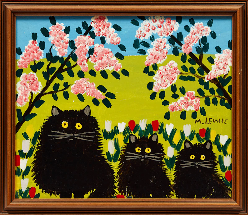 Maud Lewis, Three Black Cats, mixed media on board - view 2