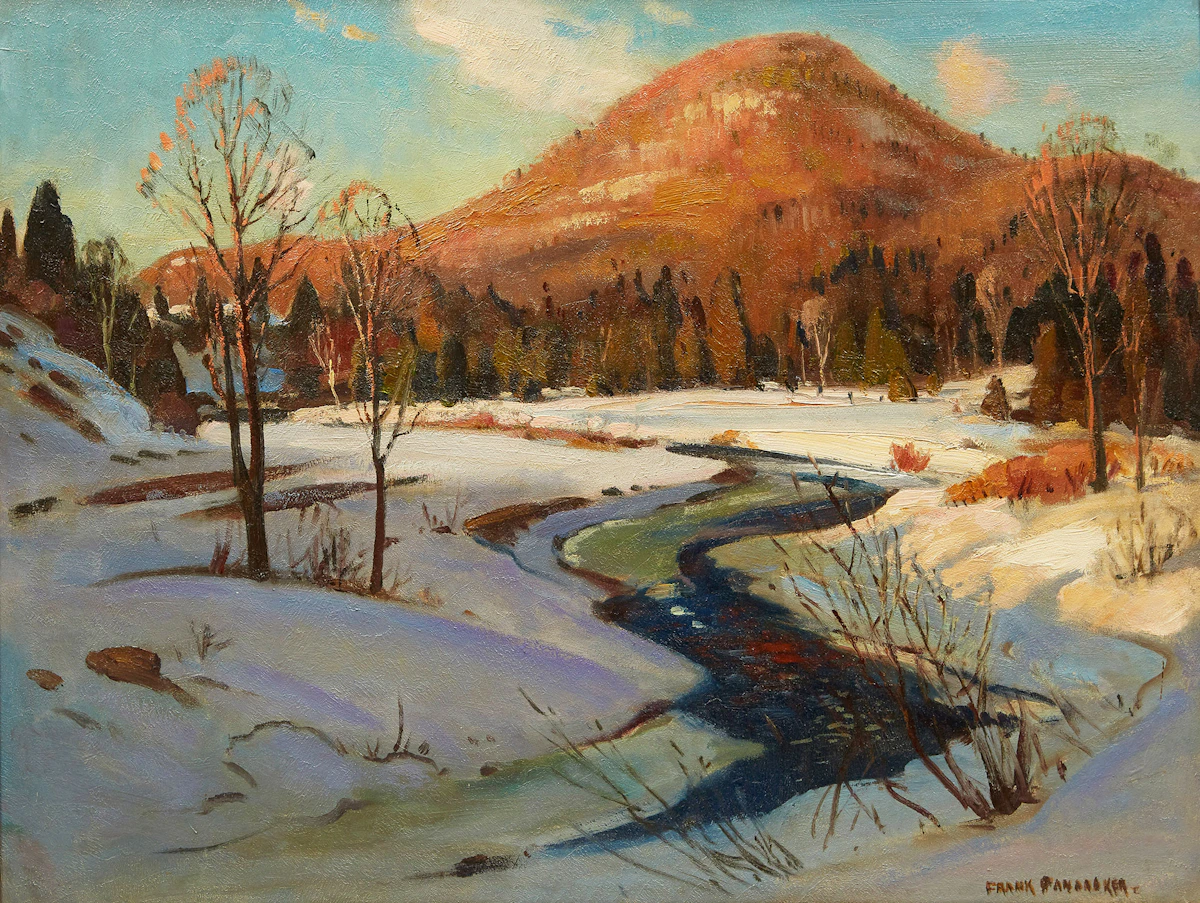 Frank Shirley Panabaker, Winding River, Winter, oil on board