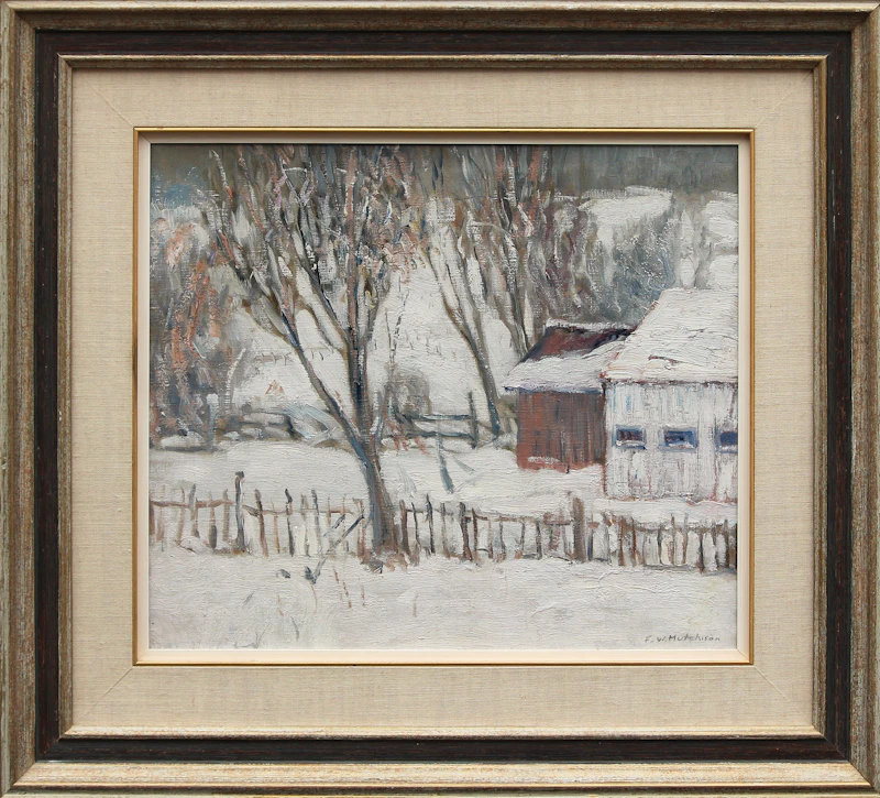 Frederick William Hutchison, Barns in Winter, oil on canvas - view 2