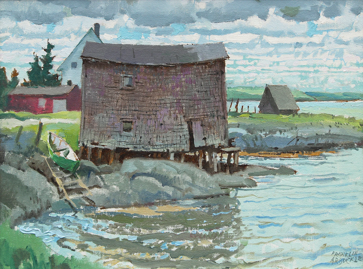 George Franklin Arbuckle, Lunenburg Bay, N.S. , oil on canvas board, 1986