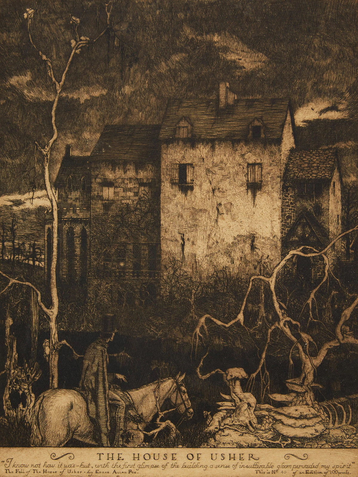 Robert  Thomson, The House of Usher, copperplate etching