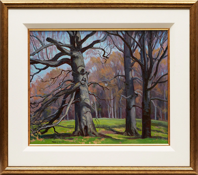 Frederick Stanley Haines, Beeches, Spring, oil on board - view 2