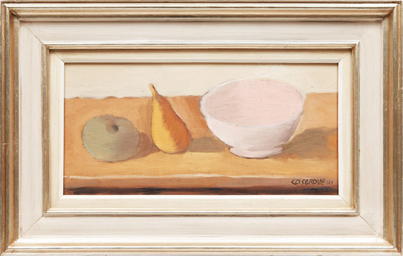 Stanley Morel Cosgrove, Still Life of Bowl and Fruit, oil on canvas, 1981 - view 2