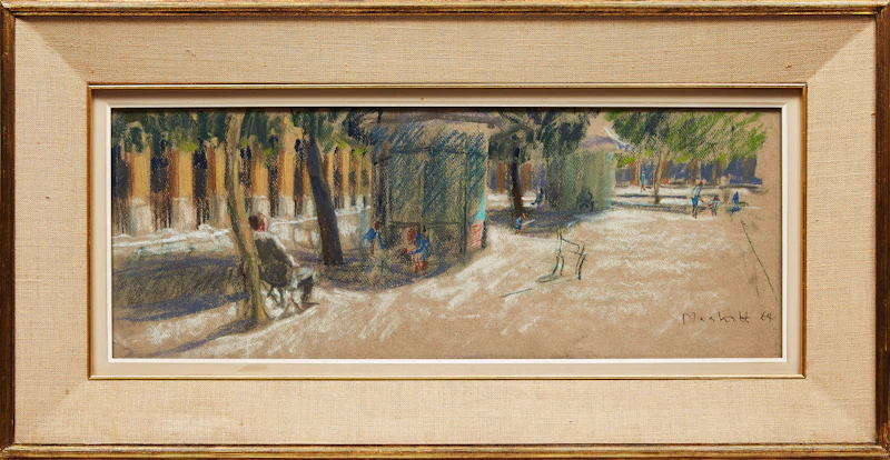 Joseph Francis Plaskett, Dans les Jardins du Palais Royal, pastel, 1964 - view 2