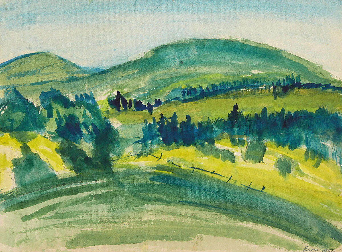 William Paterson Ewen, Untitled (Landscape), watercolour, 1950