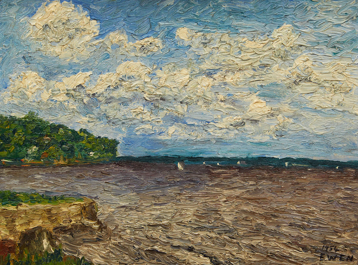 William Paterson Ewen, Sailboats on Lake St. Louie, oil on board, 1954