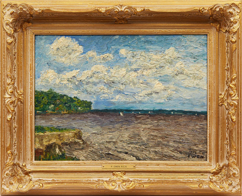 William Paterson Ewen, Sailboats on Lake St. Louie, oil on board, 1954 - view 2
