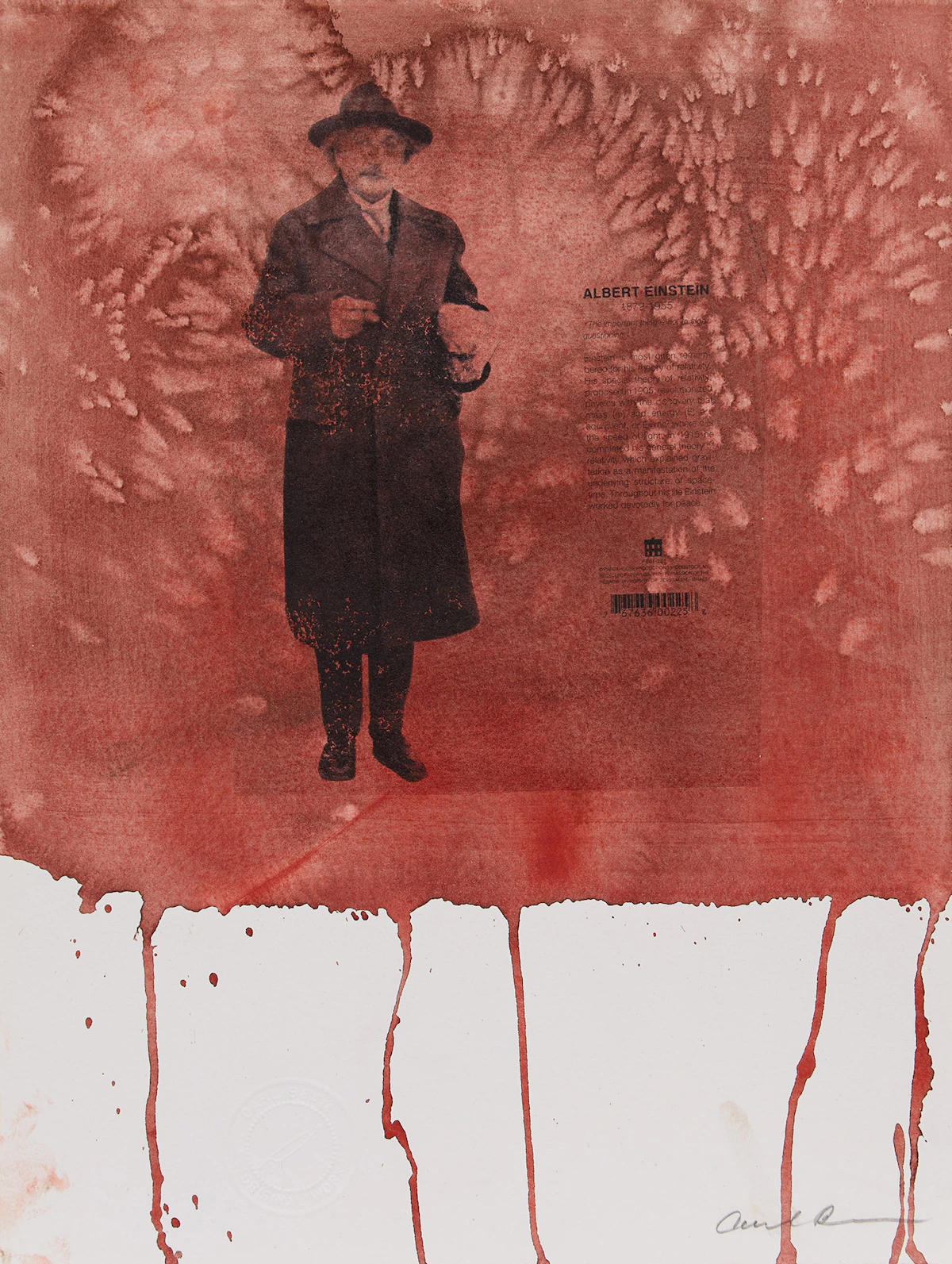 Carl Beam, Albert Einstein, mixed media on paper