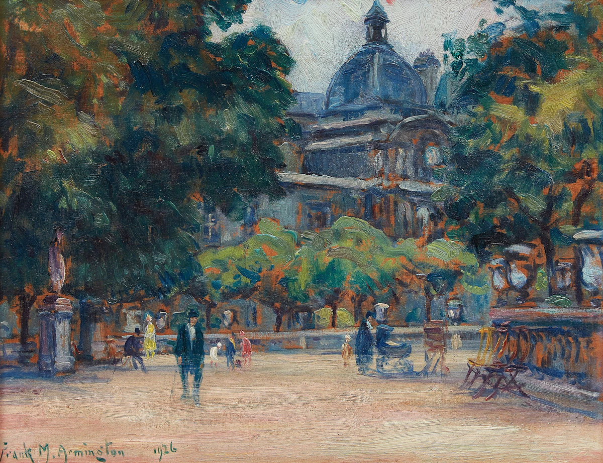 Frank Milton Armington, Jardin du Luxembourg, Paris, oil on board, 1926