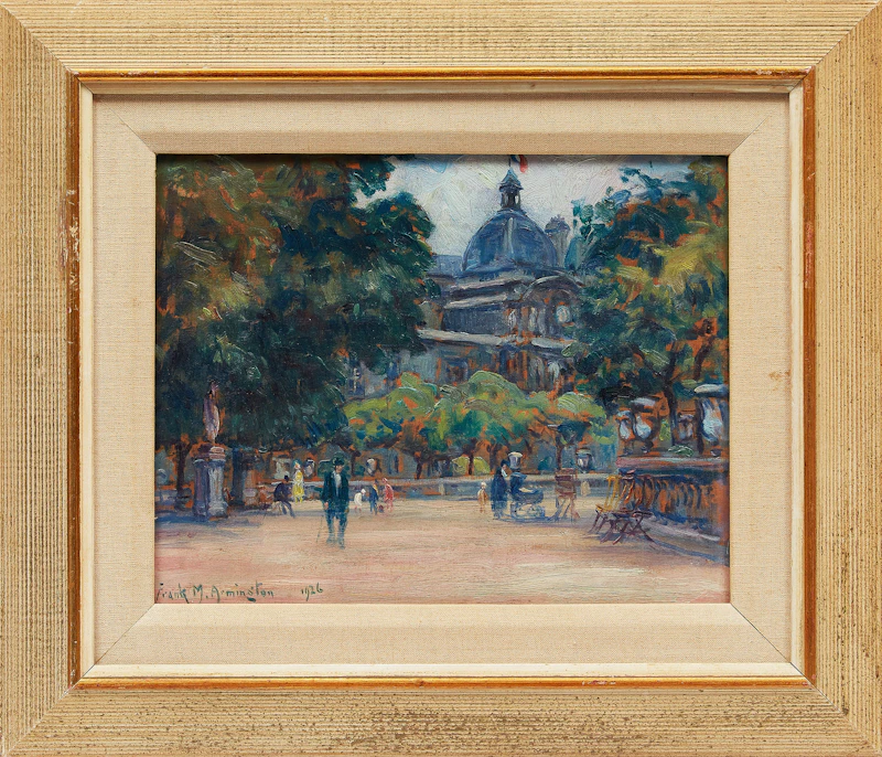 Frank Milton Armington, Jardin du Luxembourg, Paris, oil on board, 1926 - view 2