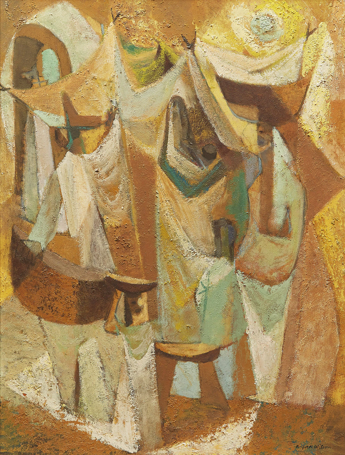 Ronald York Wilson, Market By Day, oil on board