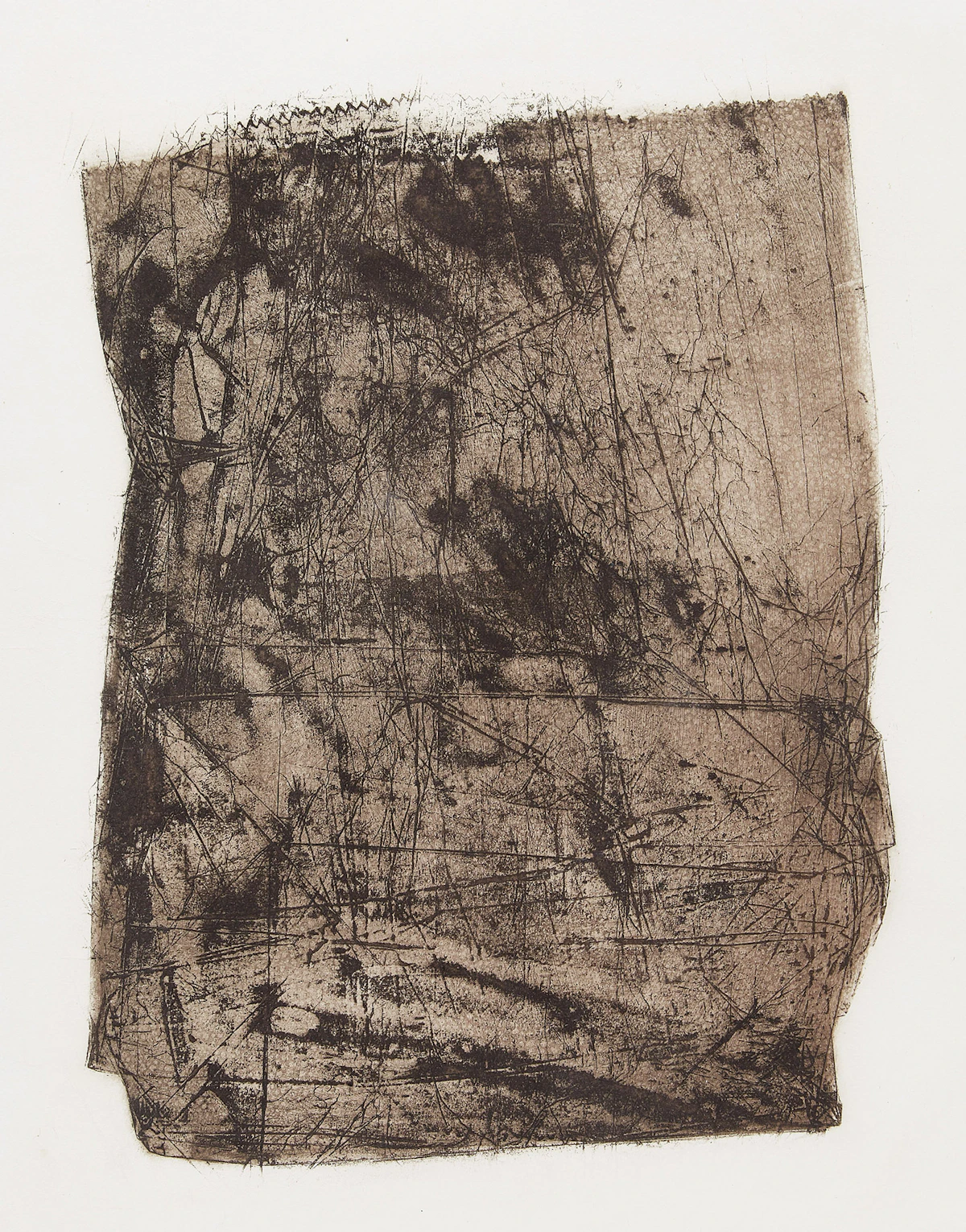 Betty Roodish Goodwin, Bag, softground etching, 1969