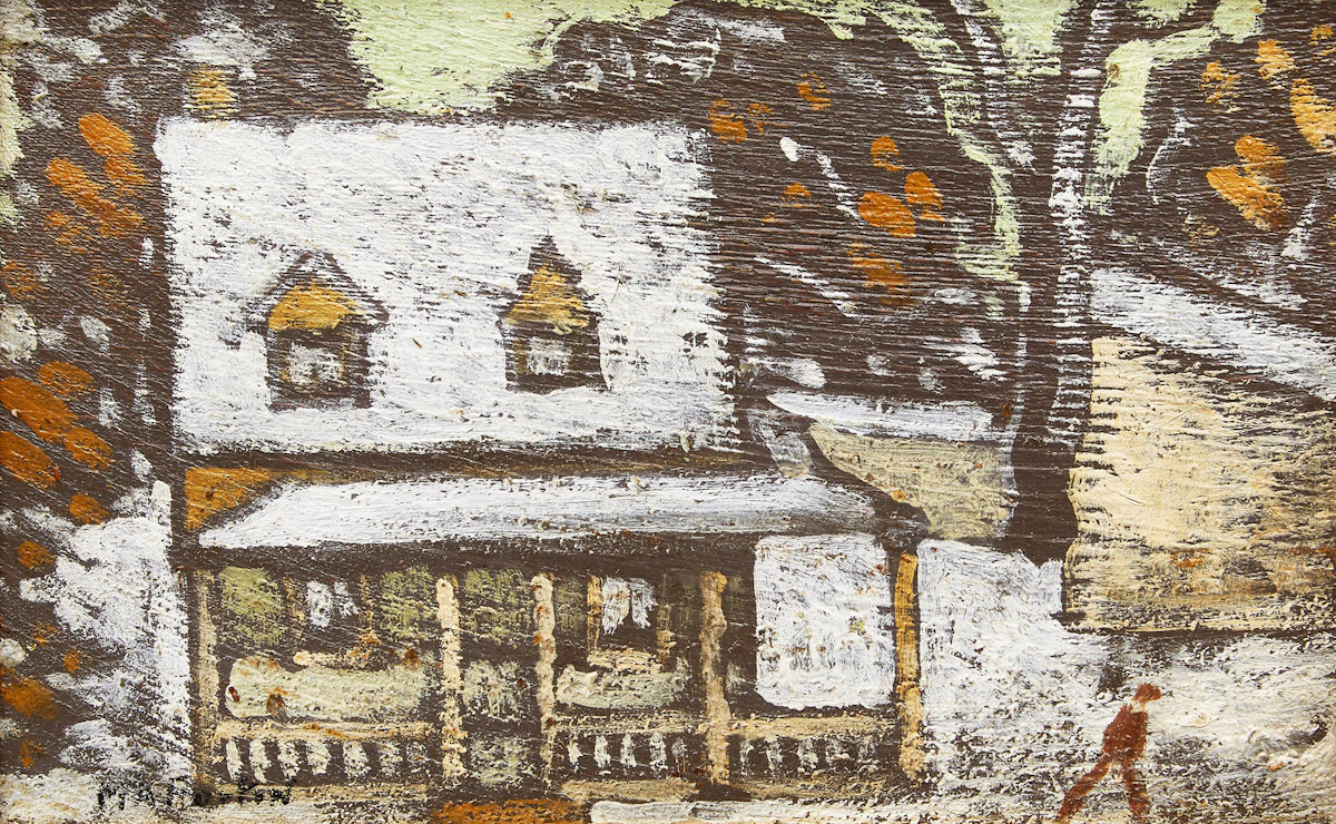 Marc-Aurèle Fortin, Street Scene, oil on board