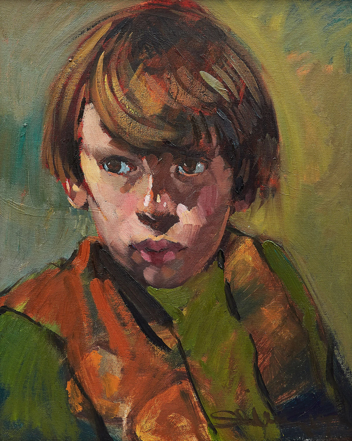 Arthur Shilling, Portrait of a Young Boy , oil on board, 1967
