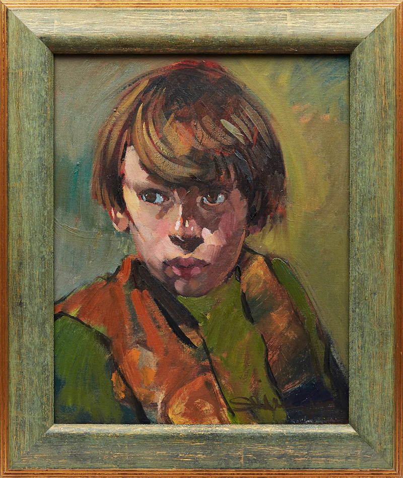 Arthur Shilling, Portrait of a Young Boy , oil on board, 1967 - view 2