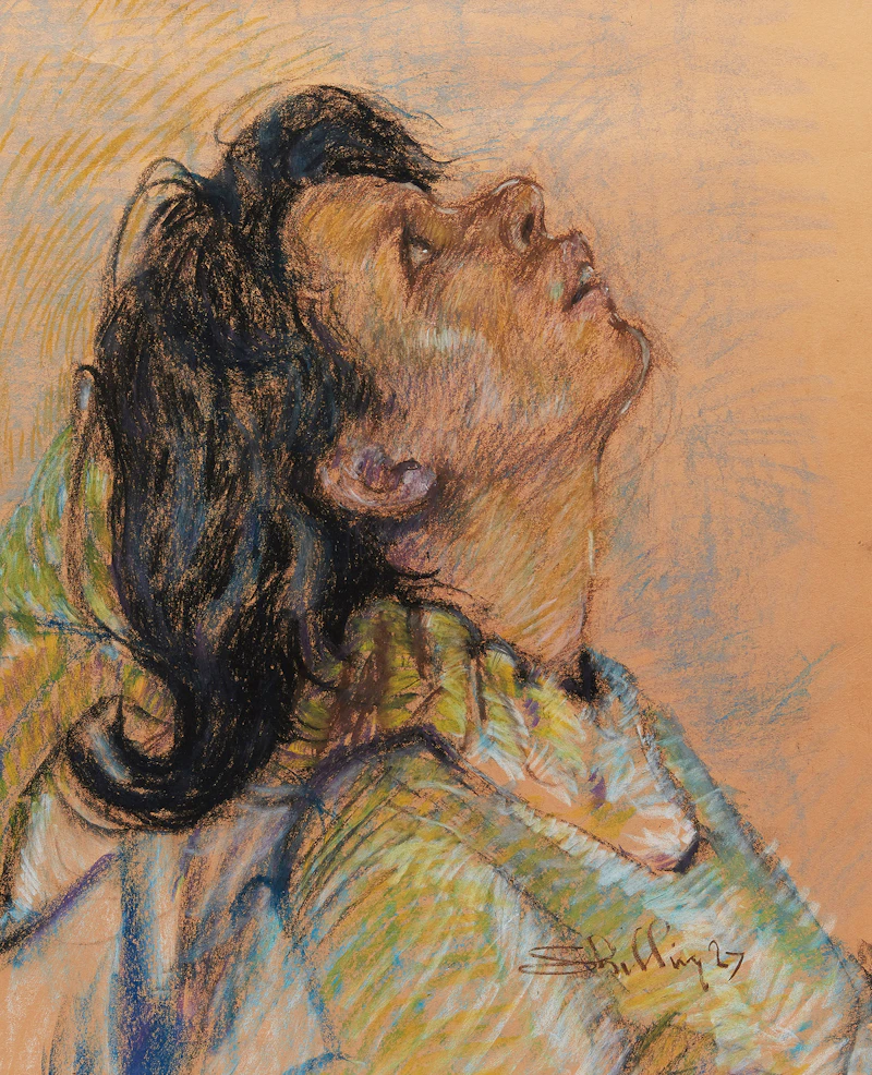 Woman Gazing Upwards  by Arthur Shilling