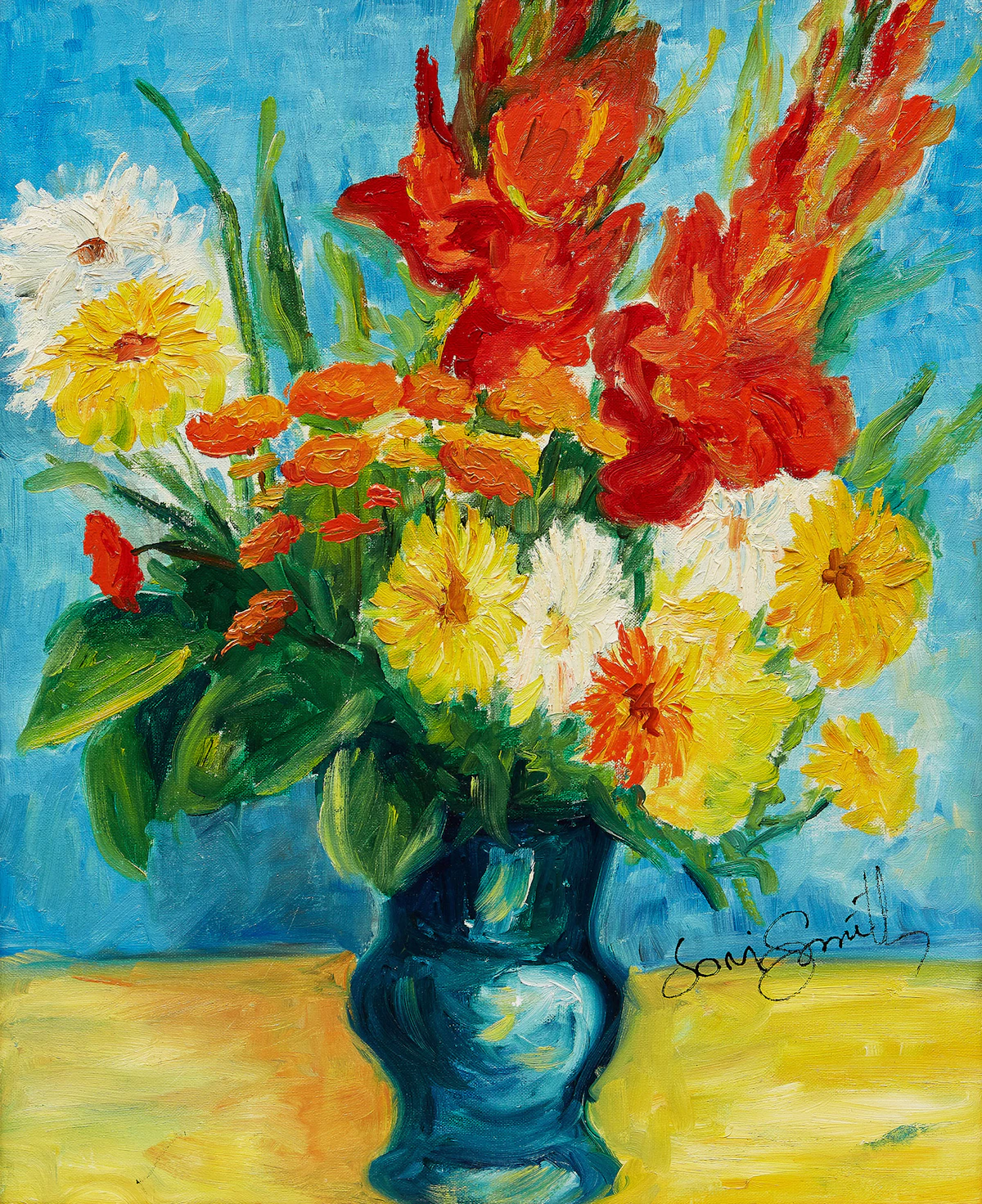 Marjorie (Jori) Smith, Me Flowers, oil on canvas board, 1974