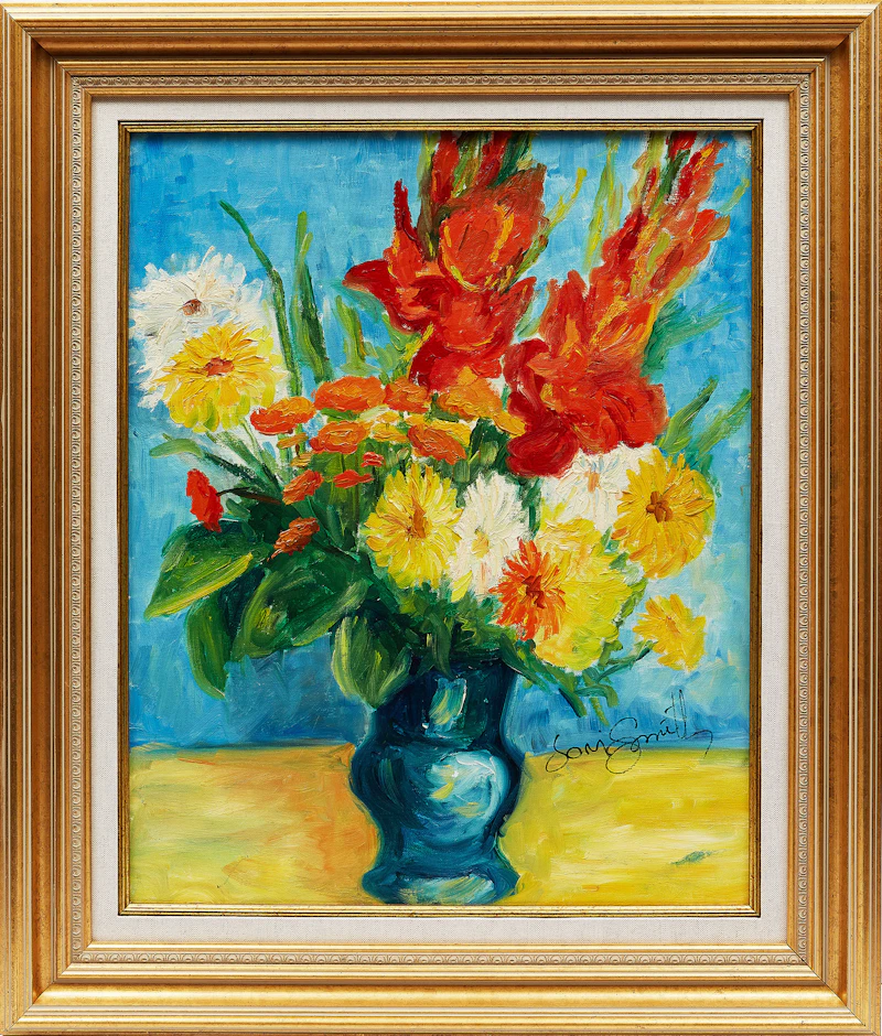 Marjorie (Jori) Smith, Me Flowers, oil on canvas board, 1974 - view 2