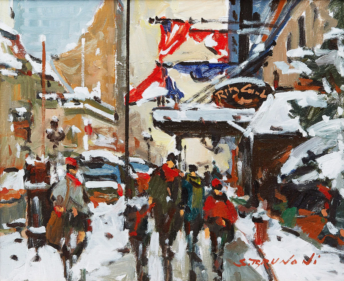 Serge Brunoni, Montreal, devant le Ritz, oil on canvas