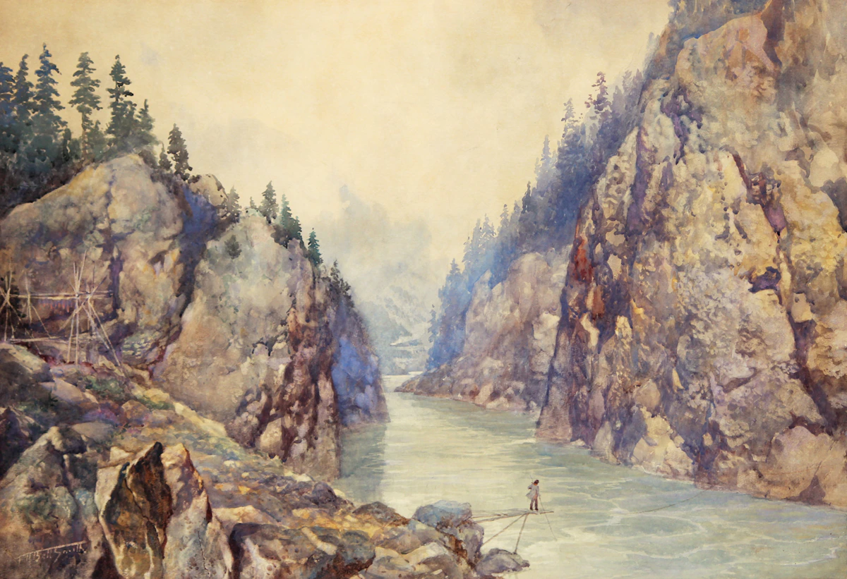 Frederic Marlett Bell-Smith, Fisherman in a Landscape, watercolour