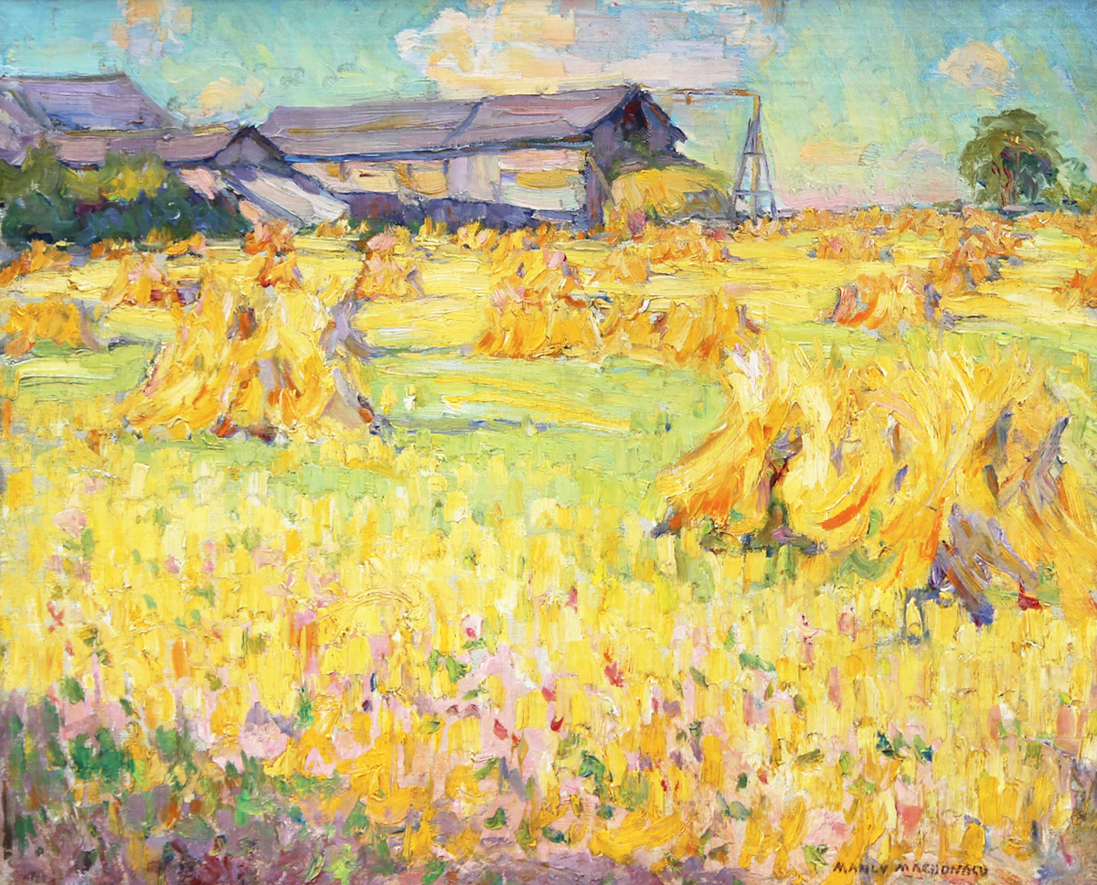 Manly Edward MacDonald, Hay Stooks in Summer, oil on canvas