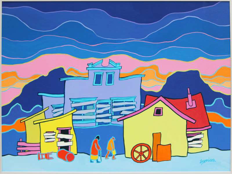 Ted Harrison, Deserted Memories, acrylic on canvas, 1982 - view 2