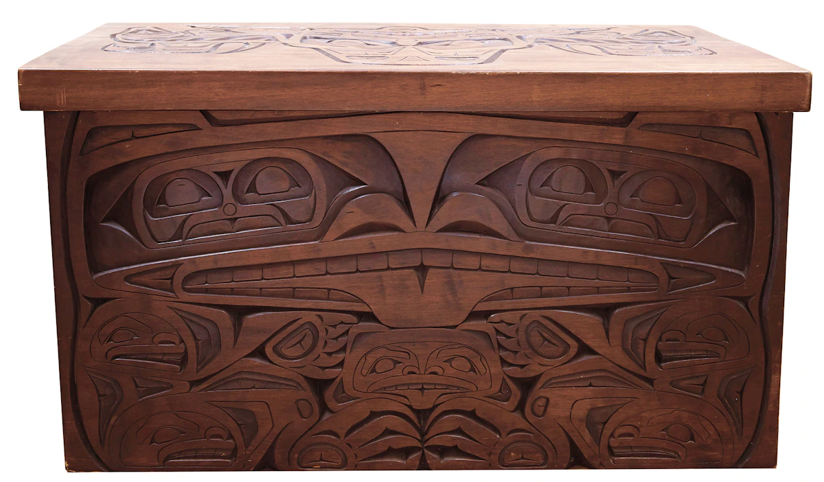 20th Century, Carved Chest, cedar