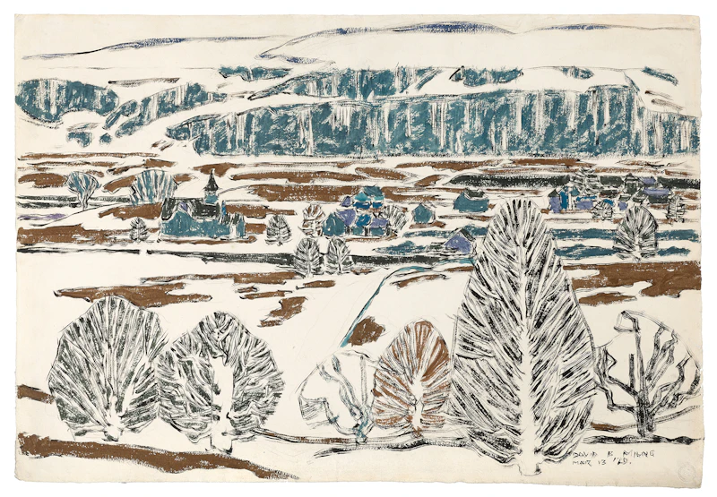 David Brown Milne, Fox Hill on a Rainy Day (Boston Corners), watercolour, 1920 - view 2