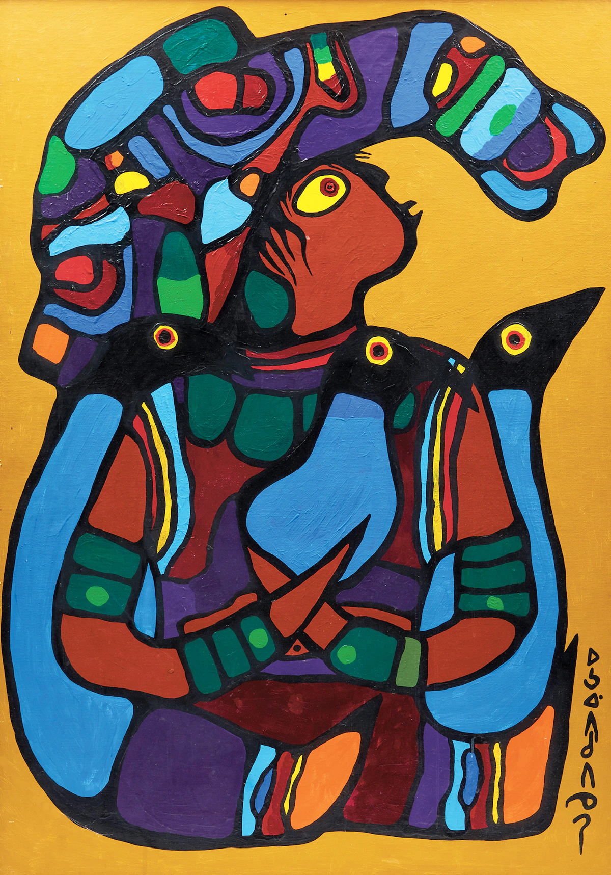 Norval Morrisseau, Untitled, oil on canvas board