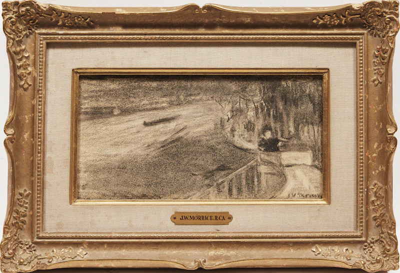 James Wilson Morrice, Riverside Promenade, black chalk on paper, circa 1890-1891 - view 3