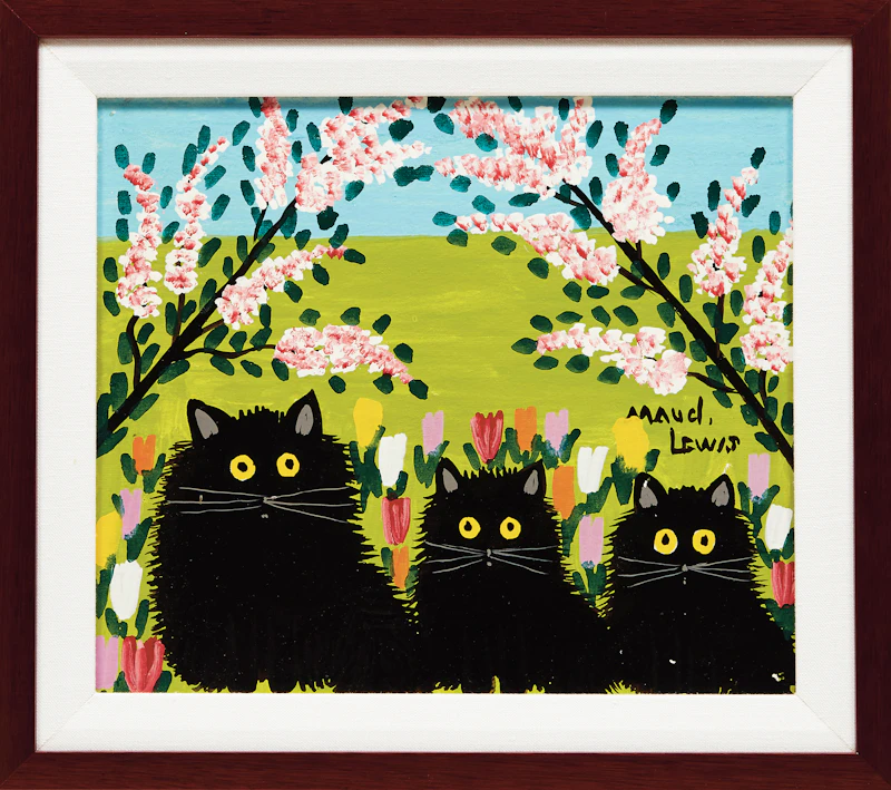 Maud Lewis, Three Black Cats, mixed media on beaver board - view 2
