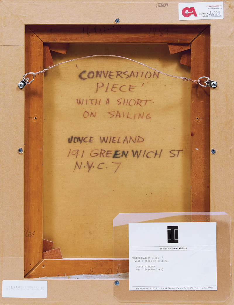 Joyce Wieland, “Conversation Piece” with a Short on Sailing, oil on canvas, 1960 - view 3