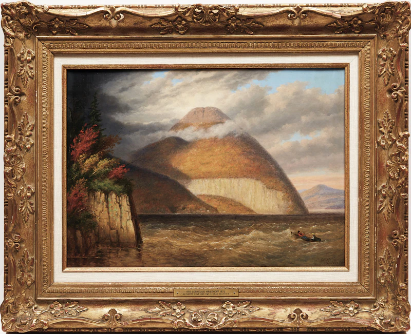Cornelius Krieghoff, Skinner’s Cave and Owl’s Head Mountain, Lake Memphremagog, oil on canvas, 1861 - view 2