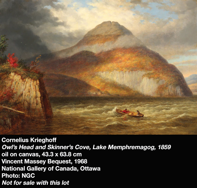 Cornelius Krieghoff, Skinner’s Cave and Owl’s Head Mountain, Lake Memphremagog, oil on canvas, 1861 - view 4