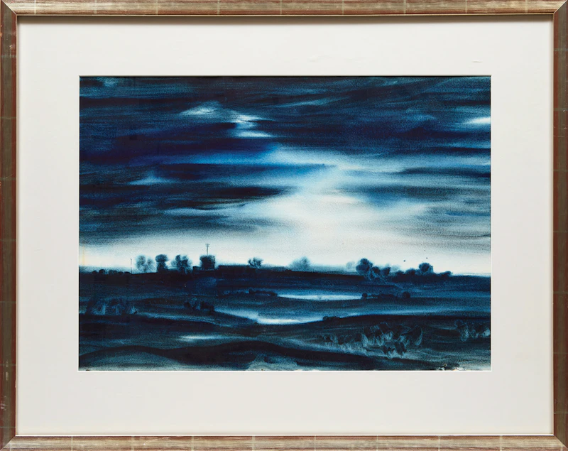 Kazuo Nakamura, Nightfall, watercolour, 1957 - view 2
